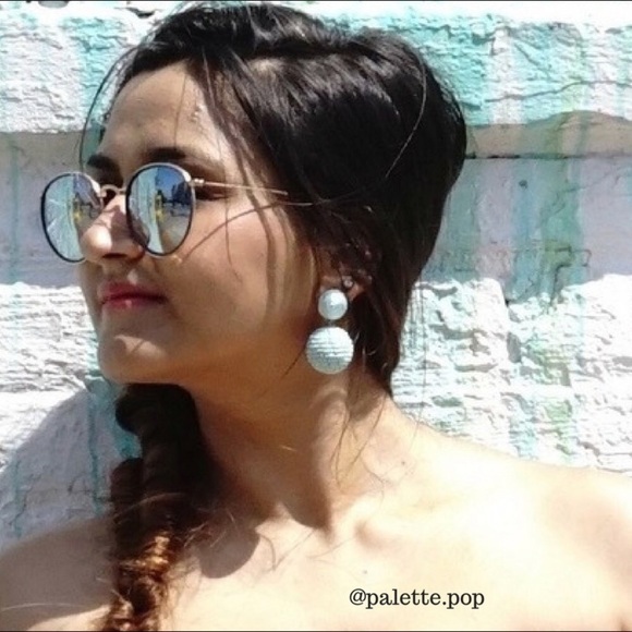 NWT Ball Drop Earrings- white, blue, multicolor - Picture 3 of 8